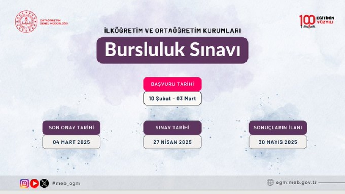 2025 Bursluluk Sınavı Başvuru İşlemleri 